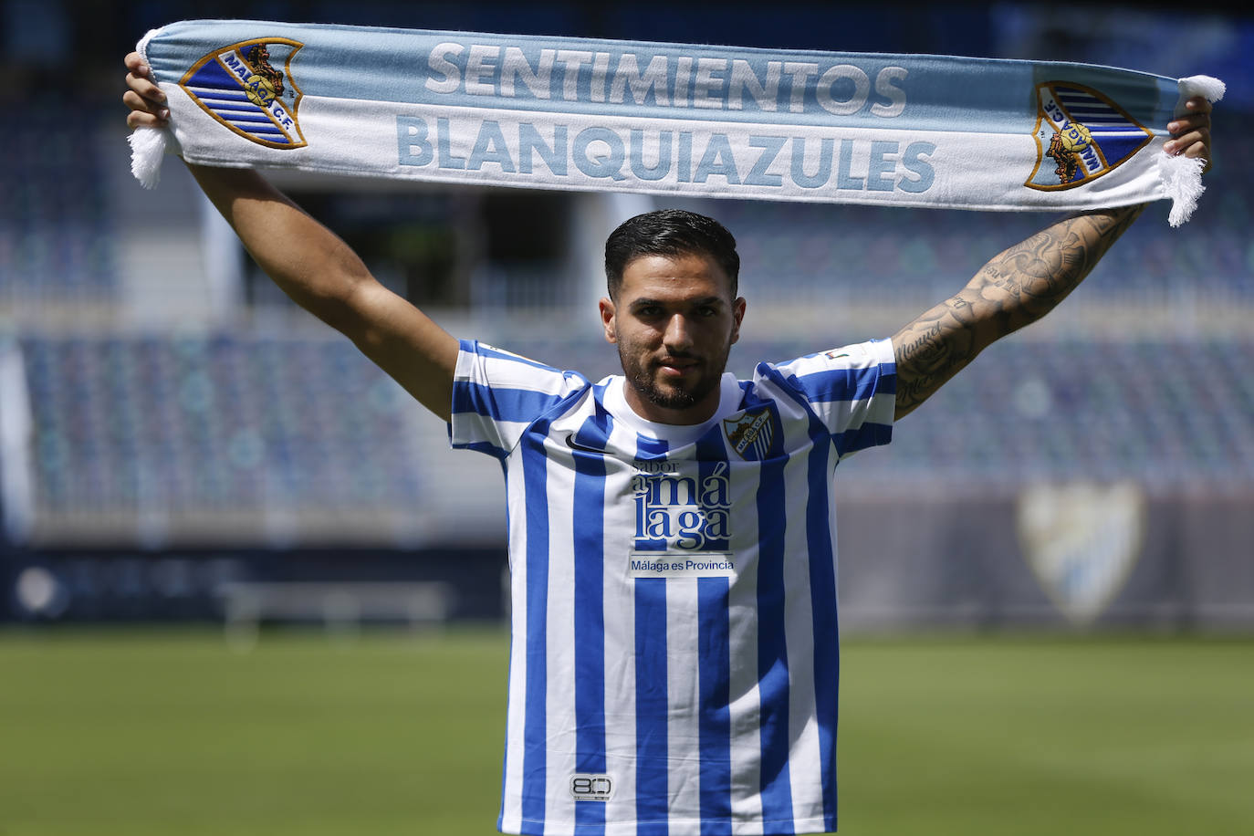 os nuevos fichajes del Málaga, Antoñín, Víctor Gómez y Sekou Gassama.