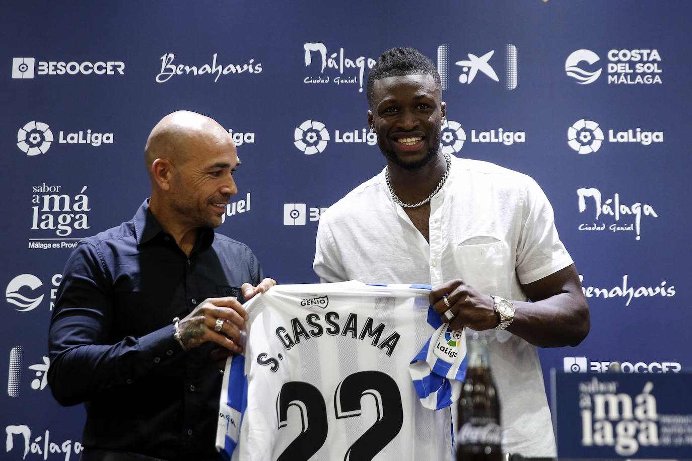 os nuevos fichajes del Málaga, Antoñín, Víctor Gómez y Sekou Gassama.