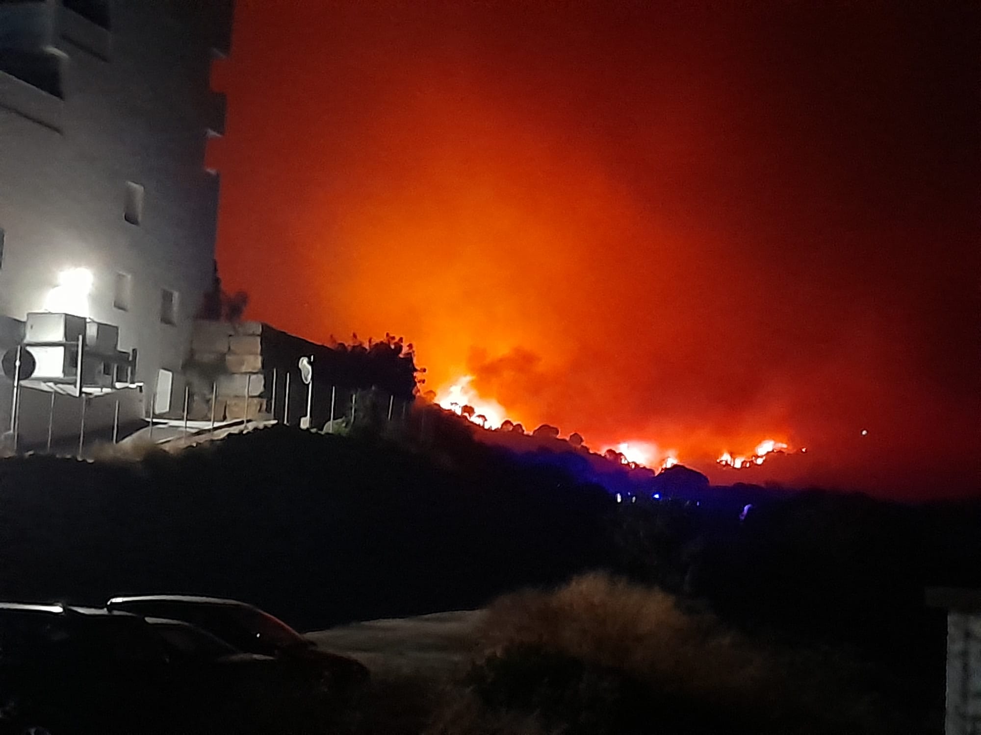 Más de 250 profesionales de Málaga, Granada, Cádiz, Córdoba, Jaén y Sevilla trabajan desde anoche en la zona de Sierra Bermeja donde se ha tenido que cortar al tráfico un tramo de la AP-7 y otras dos carreteras ante el avance de las llamas