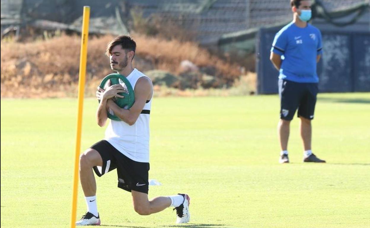 Jozabed, durante un ejercicio de fuerza en un entrenamiento. 