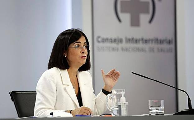 La ministra Darias, en la rueda de prensa de este miércoles. 