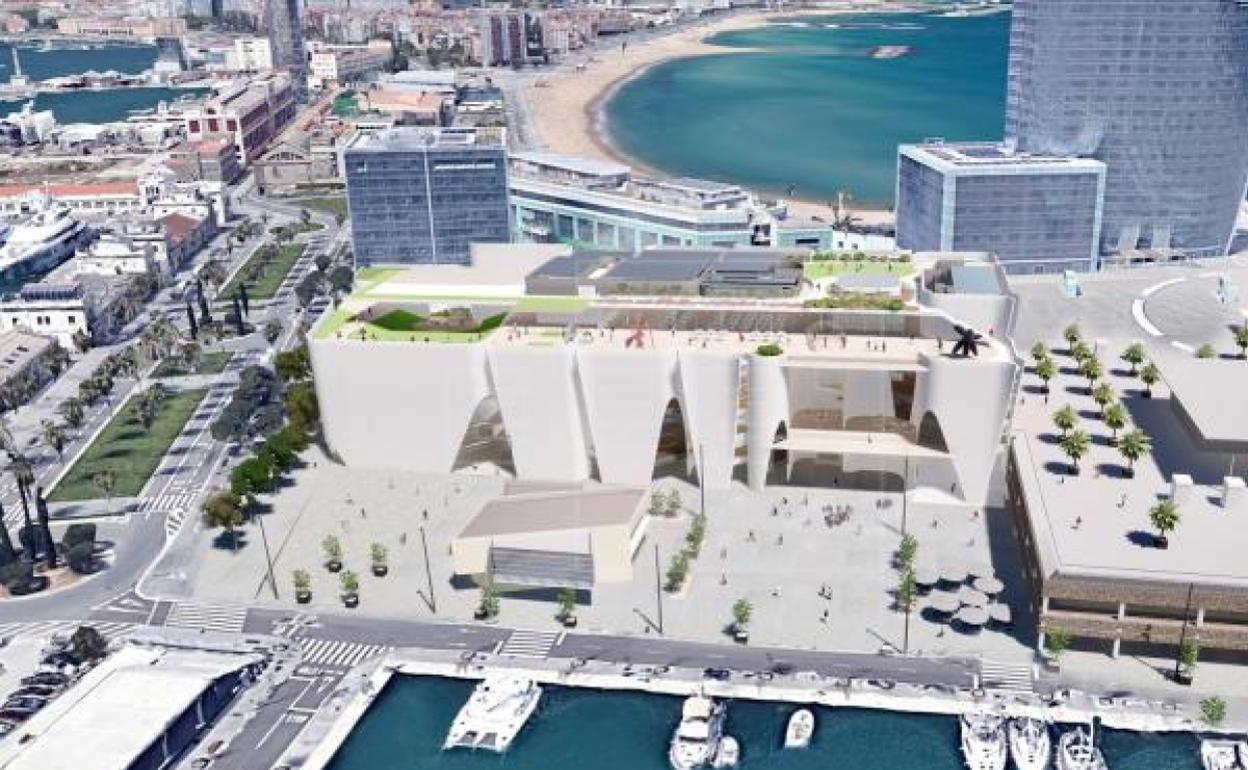 Vista del proyecto de museo que los promotores tenían prevista instalar en el puerto de Barcelona.