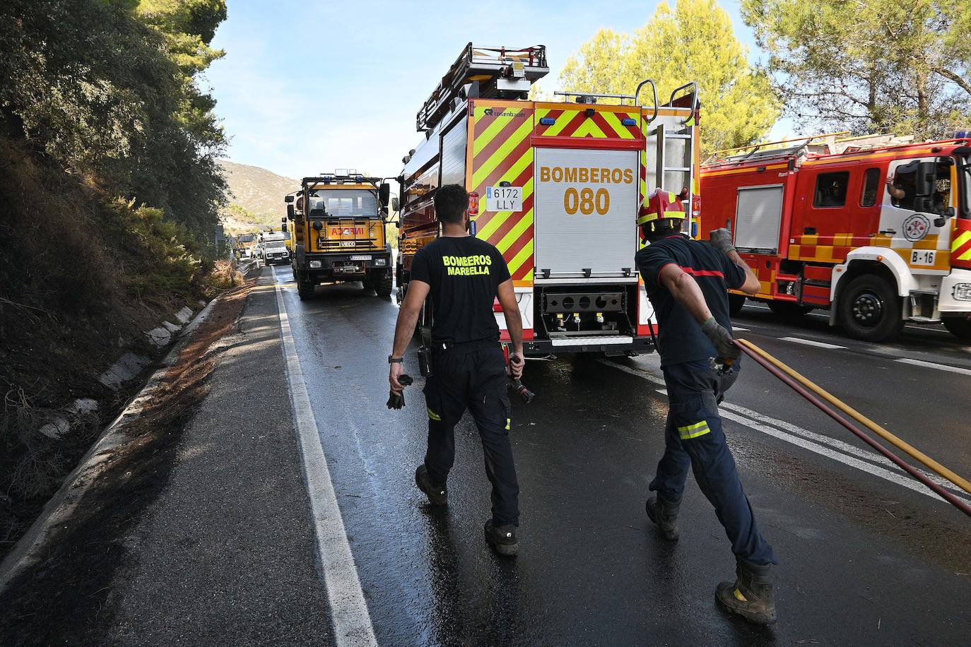 Incendio forestal en el paraje Sierra Blanca, en Ojén. 