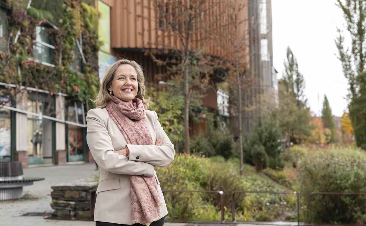 Nadia Calviño, en el Palacio Europa de Vitoria