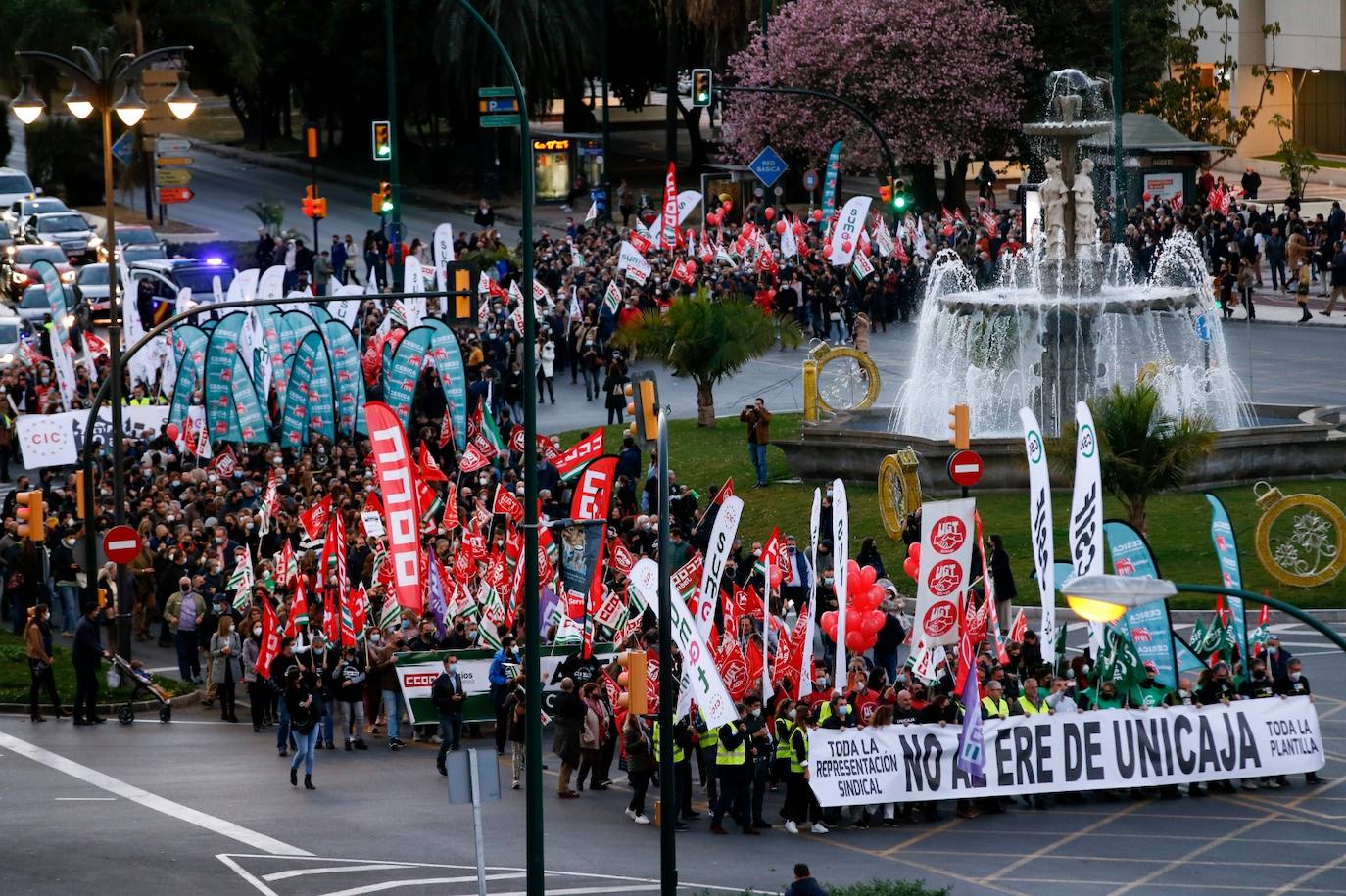 Manifestación en Málaga contra el ERE de Unicaja. 