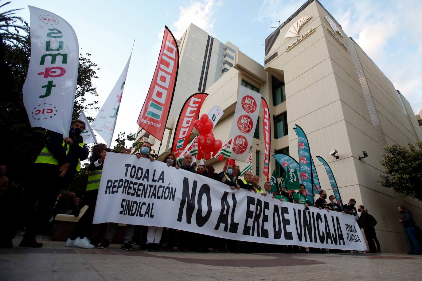 Manifestación en Málaga contra el ERE de Unicaja. 