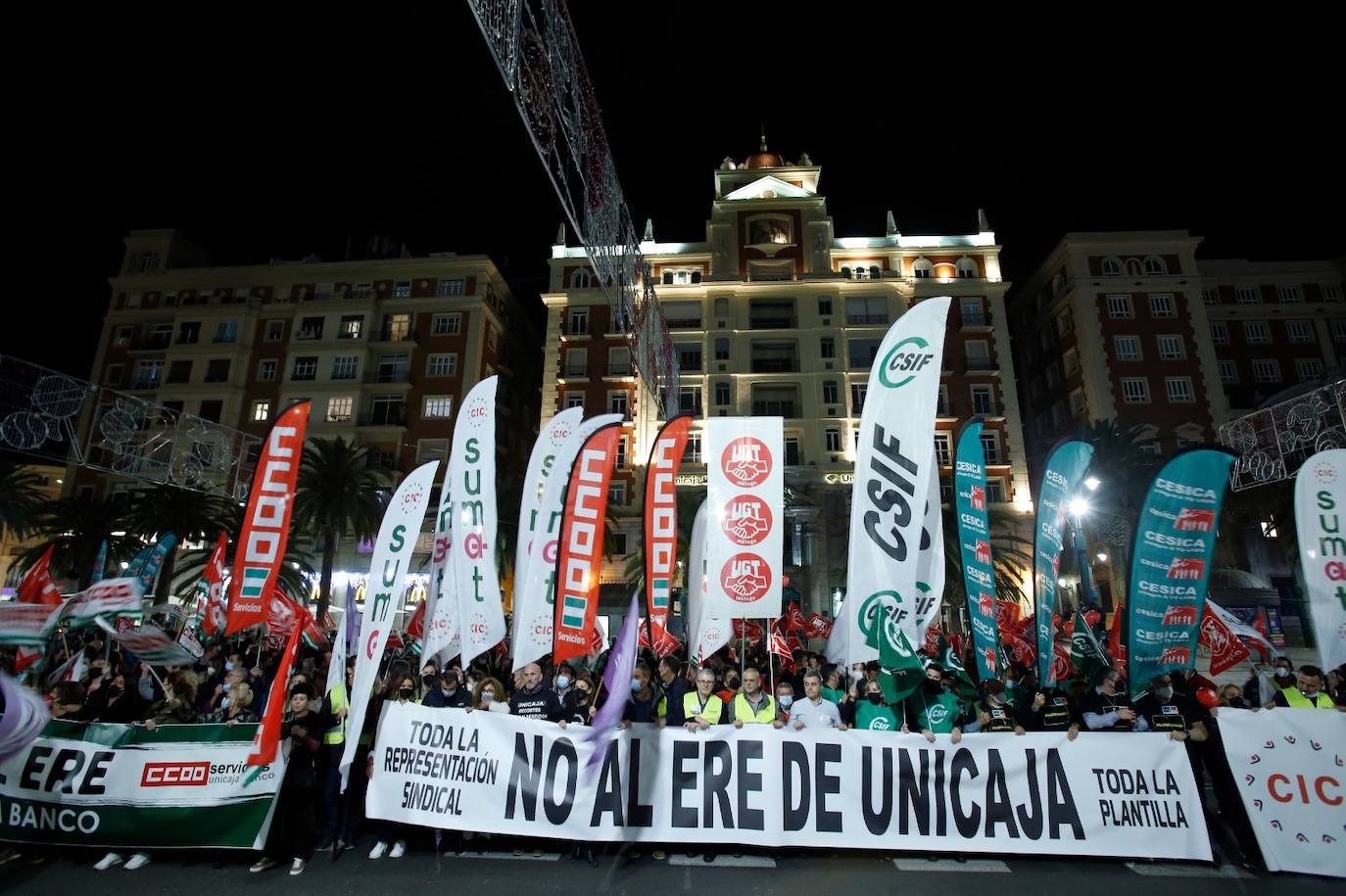 Manifestación en Málaga contra el ERE de Unicaja. 