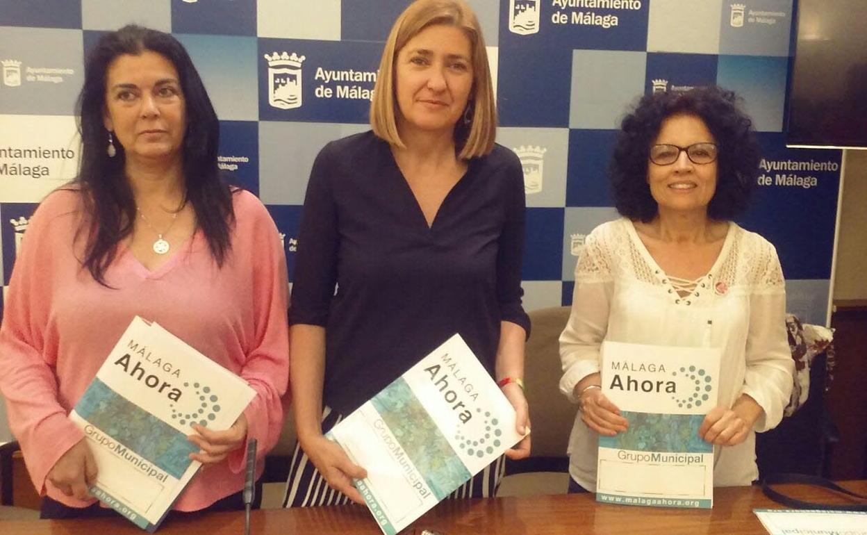 Las tres concejalas del extinto grupo Málaga Ahora, Rosa Galindo, Ysabel Torralbo e Isabel Jiménez.