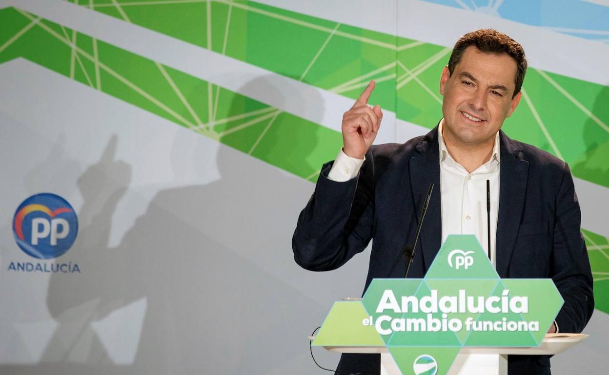 Juanma Moreno, en la reunión de este sábado de la Ejecutiva de su partido.