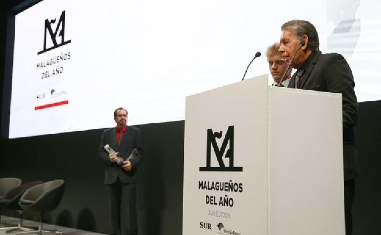 Manolo Santana, durante su discurso en los Premios SUR a los 'Malagueños del año' de 2017.