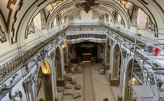Aspecto del templo durante el proceso de restauración. 