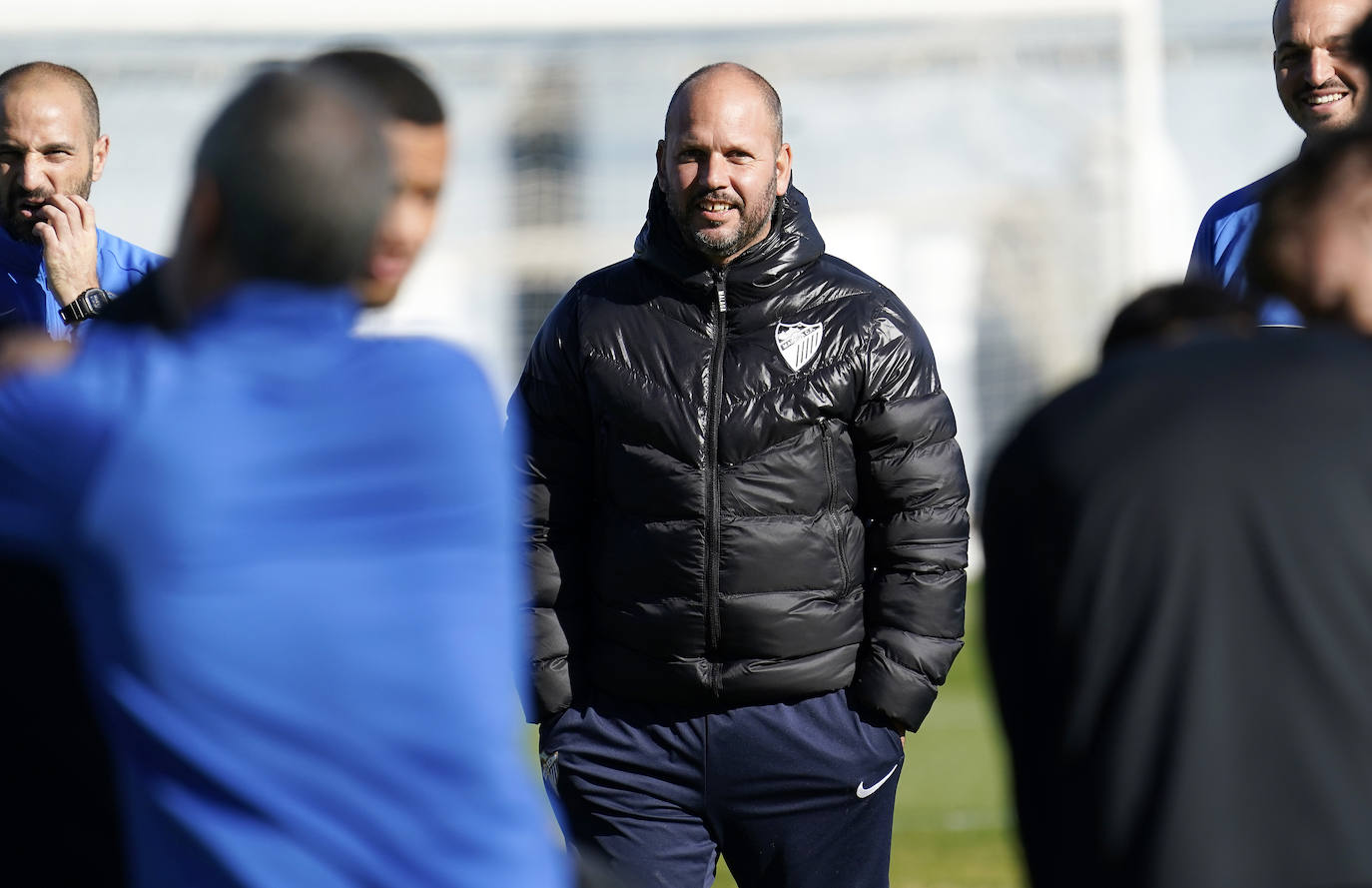 José Alberto, en un entrenamiento con el Málaga.