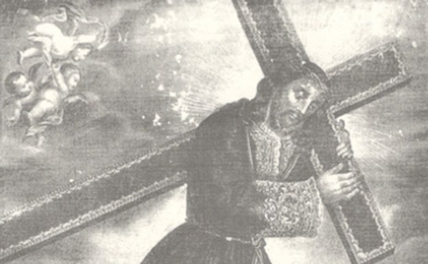 Litografía de Jesús del Gran Poder, procedente de Castilleja del Campo (Sevilla), hallada por Jesús Jiménez Becerra. 