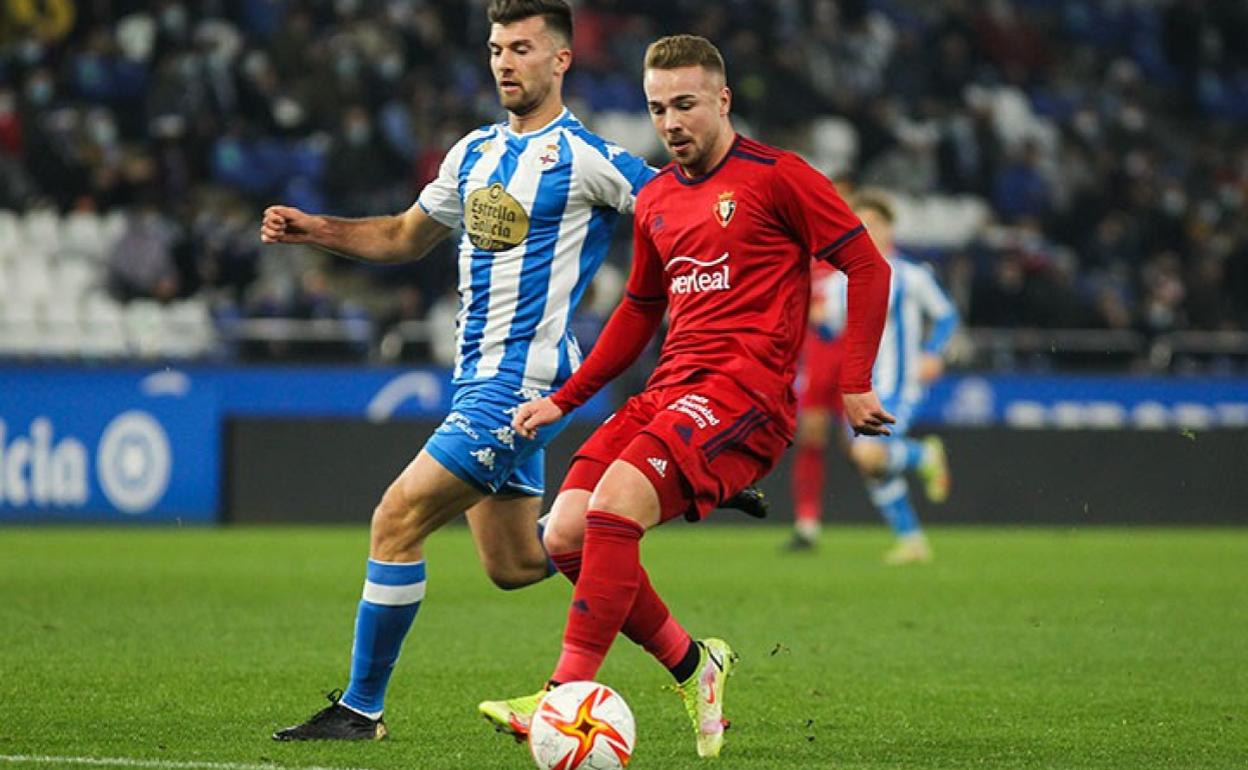 Ontiveros, con Osasuna en la eliminatoria copera en Riazor ante el Deportivo. 