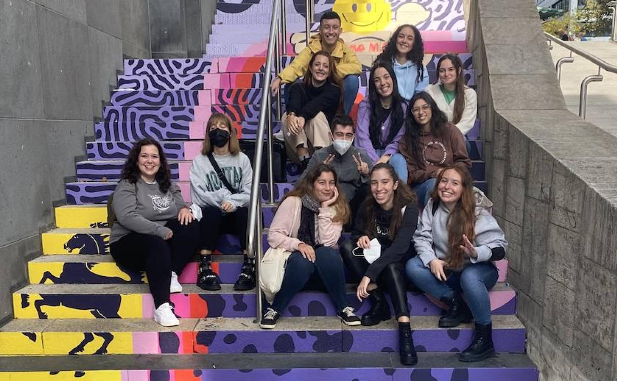 El grupo de estudiantes de la Universidad de Málaga, en un rincón de la ciudad alemana de Stuttgart. 