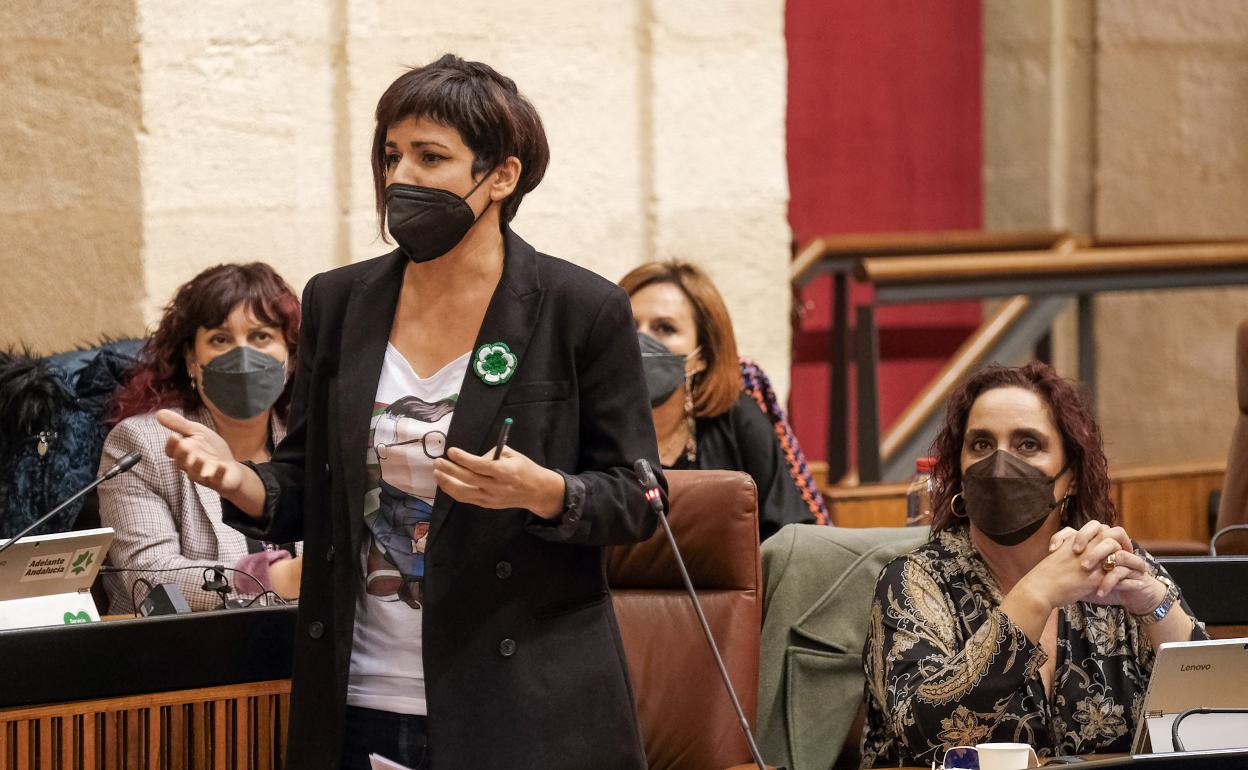 Teresa Rodríguez, este jueves en el Parlamento.