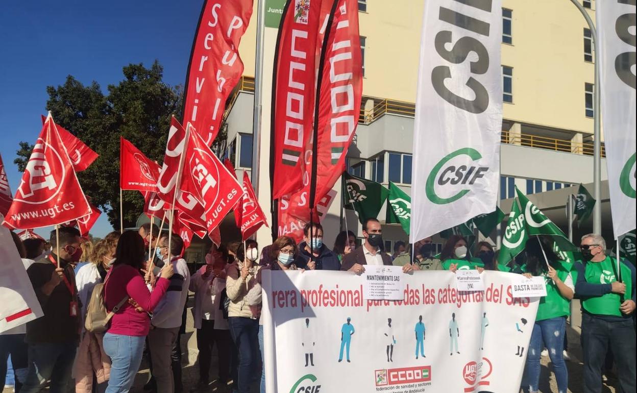 Un momento de la concentración sindical. 