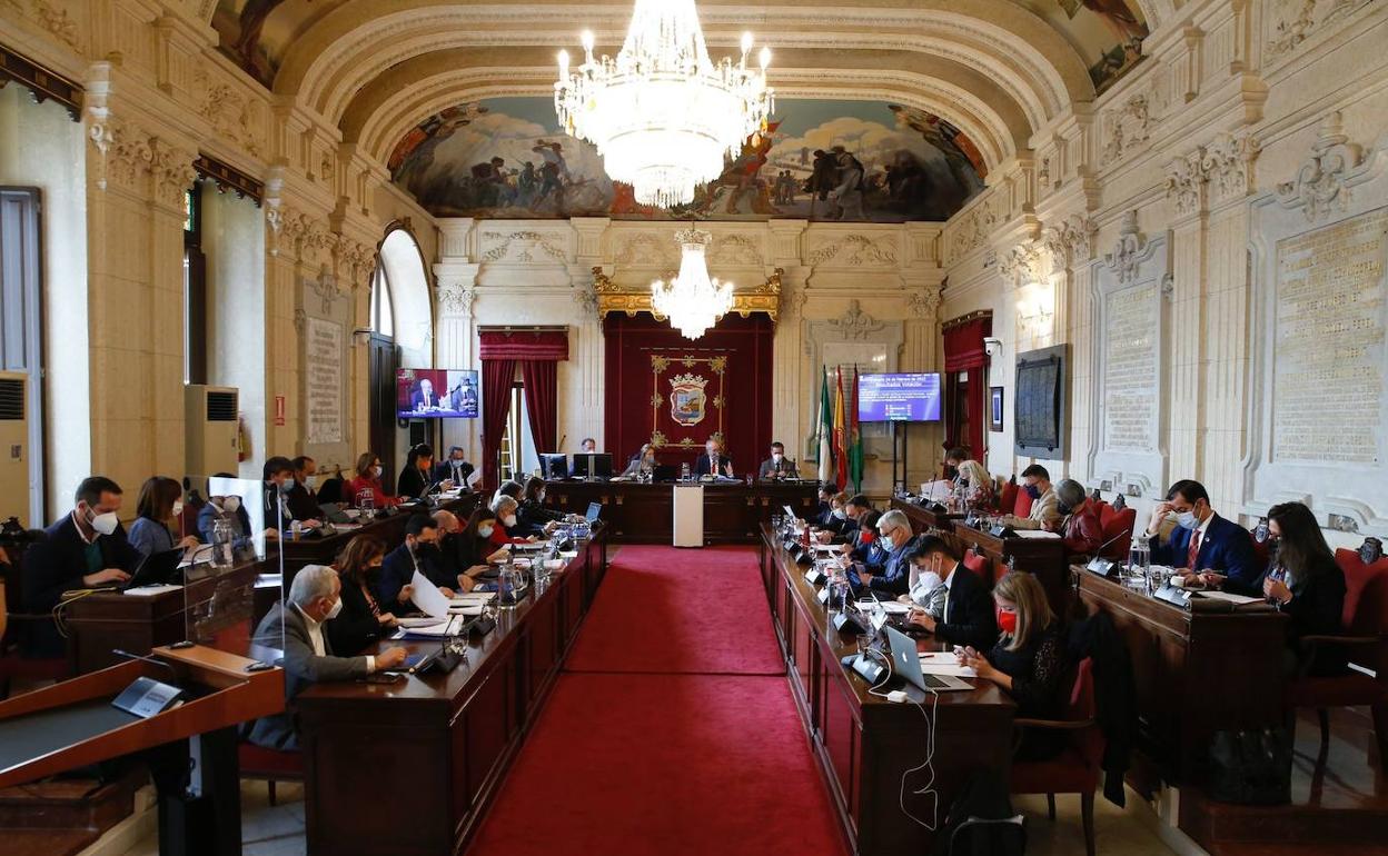 Pleno que se celebra este jueves en el Ayuntamiento de Málaga. 