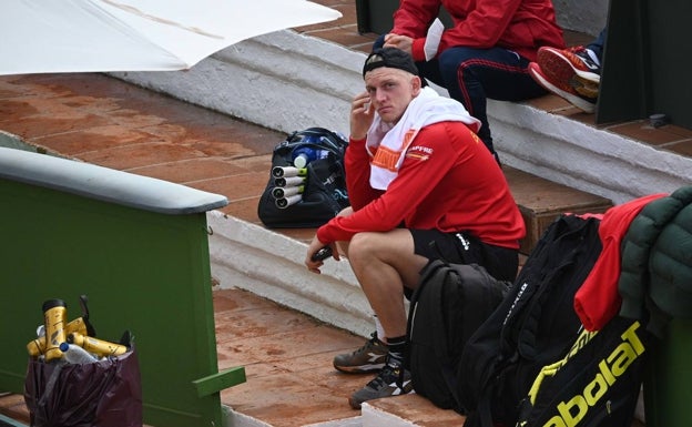 Davidovich, en un descanso en una sesión de entrenamiento. 