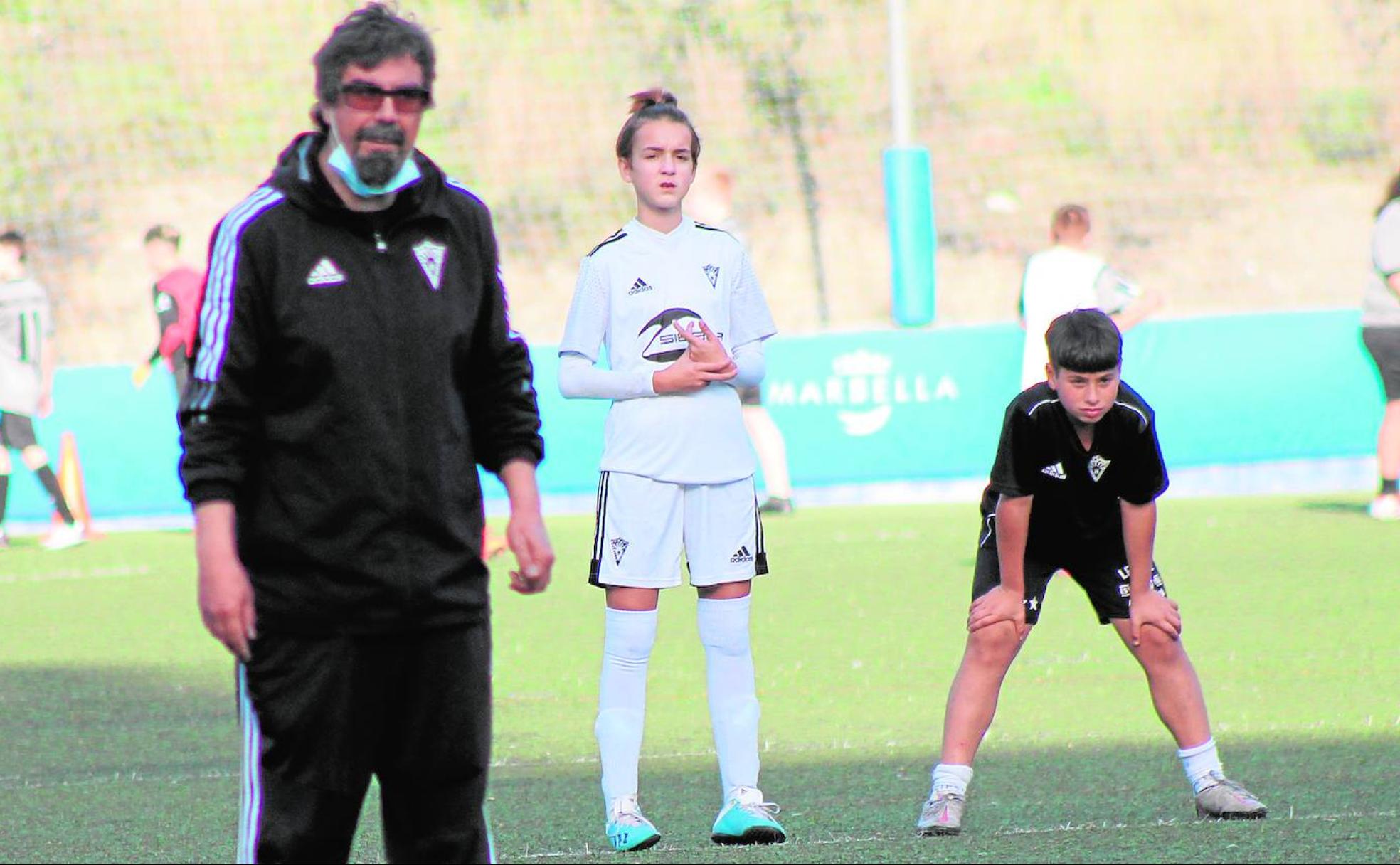 Paola, durante un entrenamiento esta semana con el Marbella F. C.