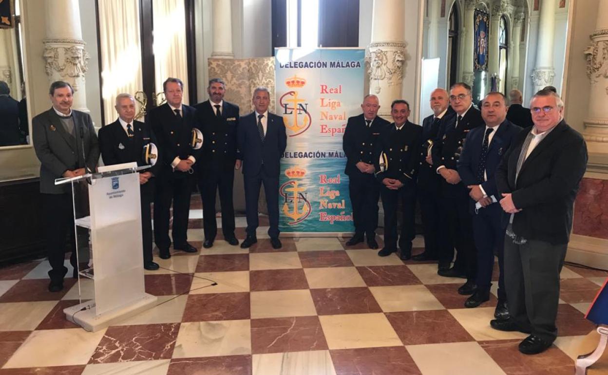 La delegación de la Liga Naval, en el Ayuntamiento de Málaga. 