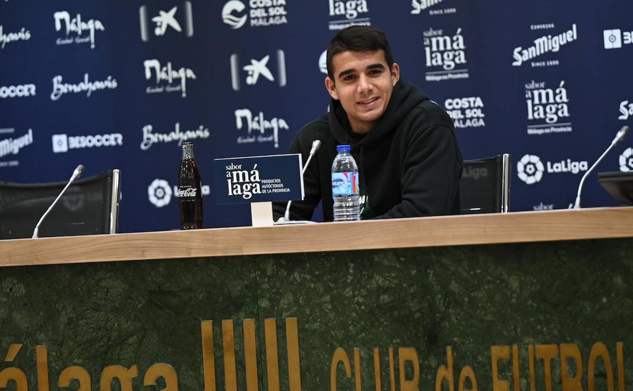 Víctor Gómez, este miércoles en la sala de prensa de La Rosaleda.