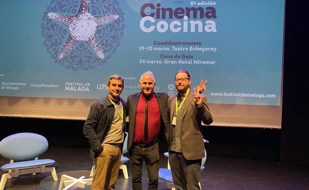 Álvaro Muñoz, Roberto Barba y Michael Wright, durante la presentación de sus filmes. 