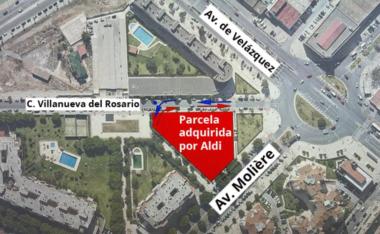 Localización del suelo en el que se levantará el supermercado de Aldi. 