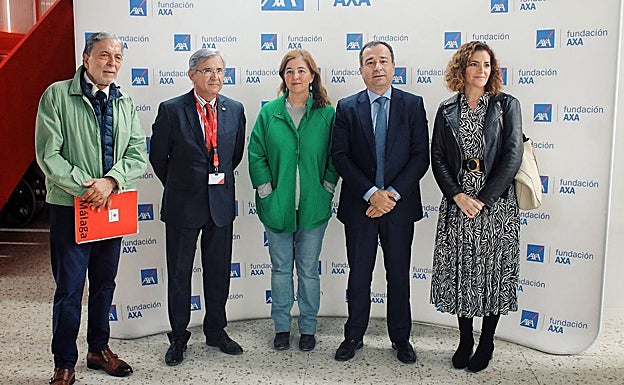 Antonio José Millán, Luis Utrilla, Berta González de Vega, Javier Tena y María José Ballestero, en la presentación de la muestra. 