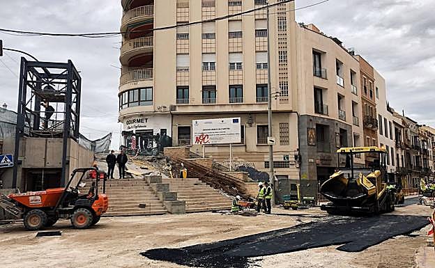 Vista de los trabajos en la zona de la Tribuna de los Pobres. 