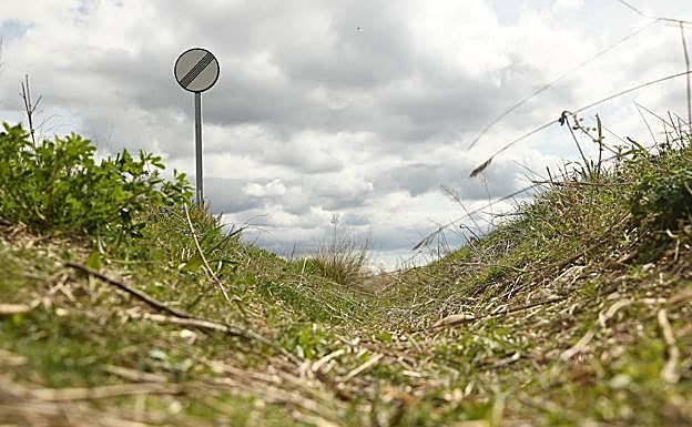 Lugar en el que yacía el cadáver de la vecina de Traspinedo, un caz junto a la cuneta de la carretera a la localidad.