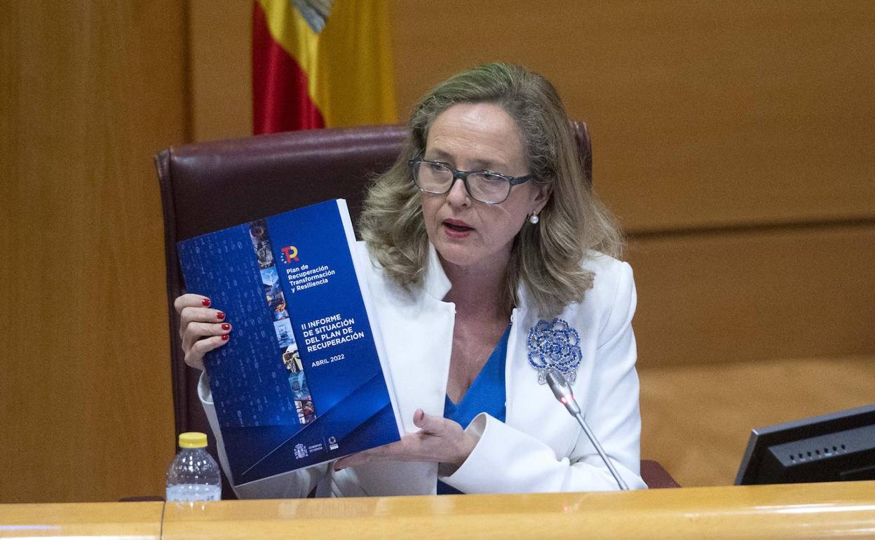 Nadia Calviño, durante su intervención.