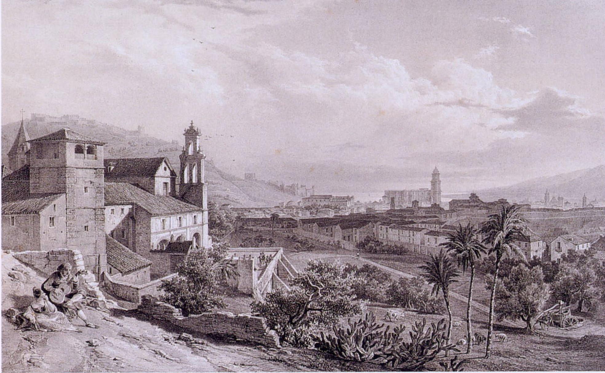 Málaga, vista desde el barrio de la Victoria en el siglo XVI
