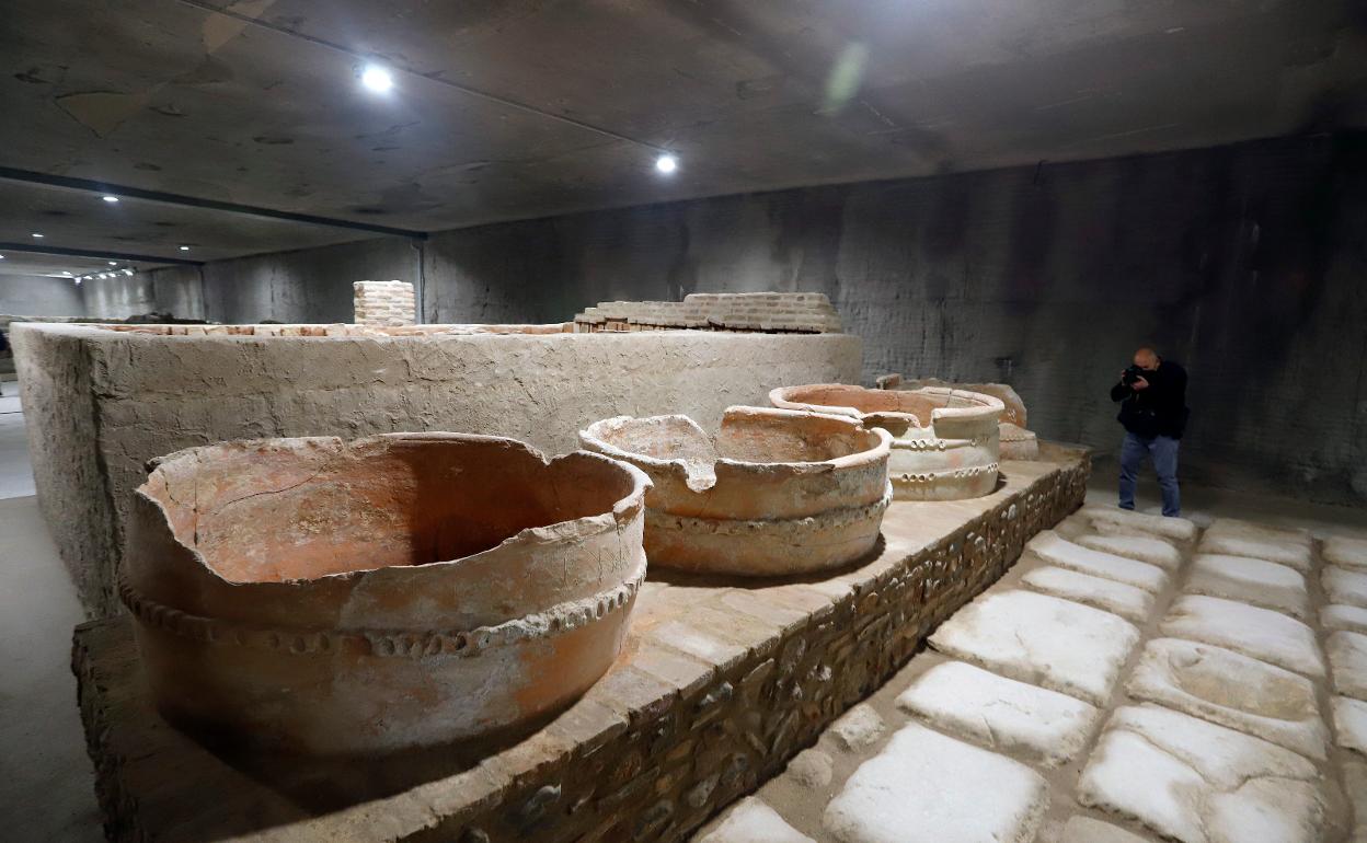 Restos arqueológicos en el futuro museo del metro de Málaga. 