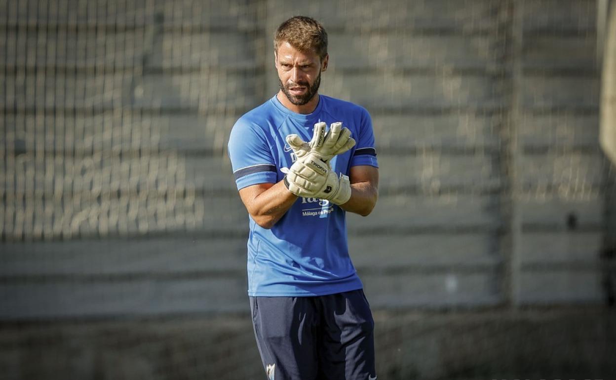 Dani Lima, durante un entrenamiento con el Málaga.