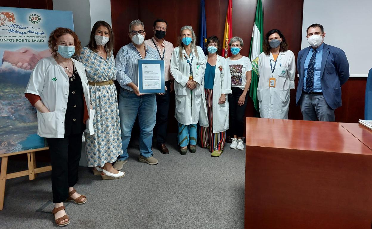 La unidad de salud mental de la Axarquía recibe la certificación de la Agencia de Calidad Sanitaria de Andalucía