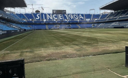 Imagen de La Rosaleda tomada ayer tras los primeros movimientos de los operarios. 