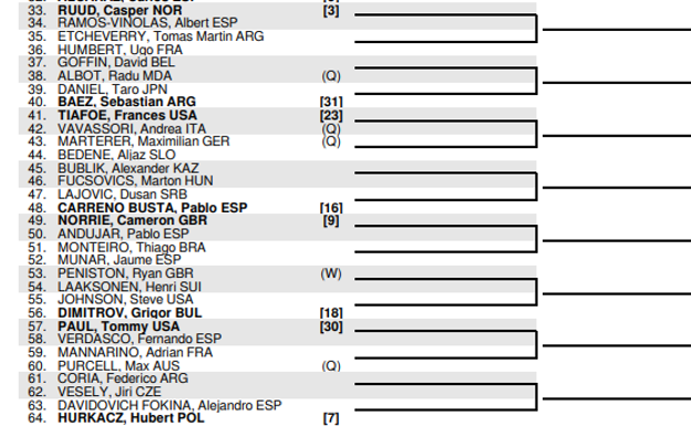 La zona del cuadro de Wimbledon con Davidovich. 