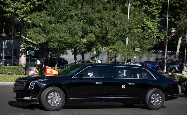 El presidente de Estados Unidos, Joe Biden, por el paseo de la Castellana. 