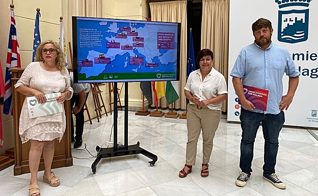 Los ediles de Unidas Podemos, Remedios Ramos, Paqui Macías y Nicolás Sguiglia.