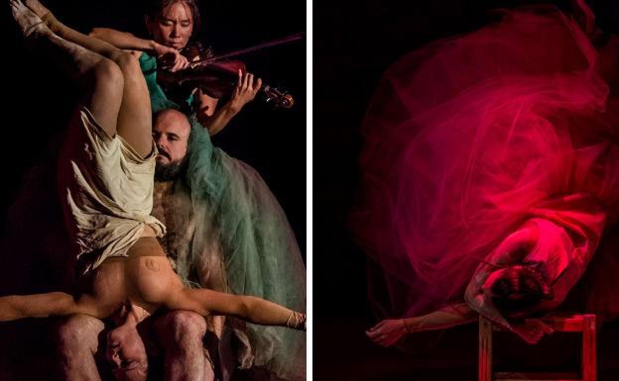 Rocío Molina, en dos momentos del espectáculo estrenado el miércoles en el Teatro alle Tese. 