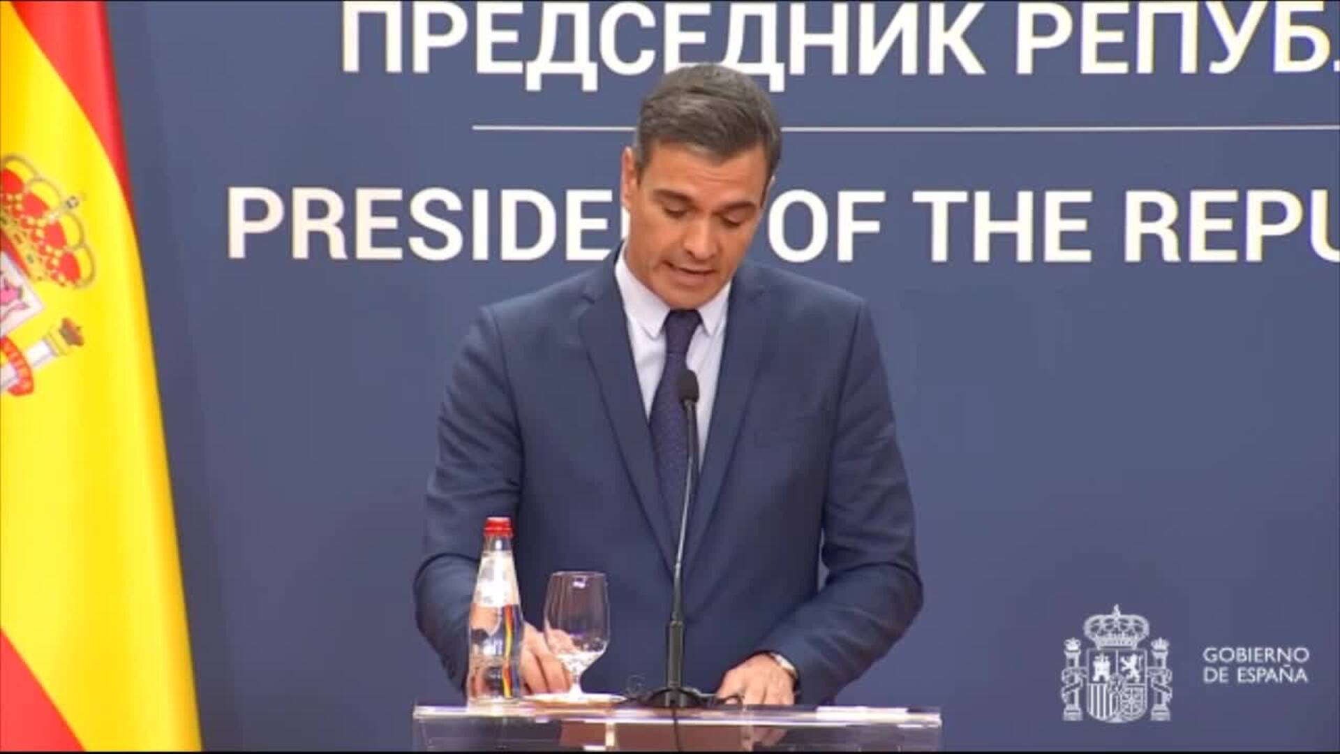 Sánchez afirma que España apoya plenamente a Serbia respecto a Kosovo