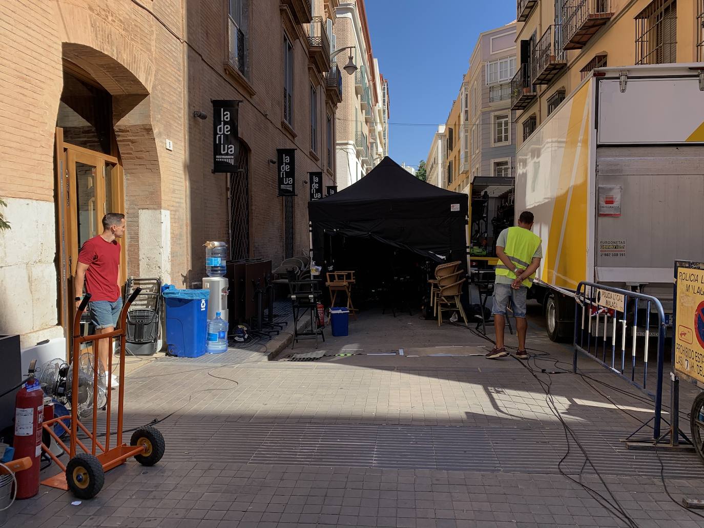 Parte del rodaje de la serie de Netflix este domingo en Málaga 