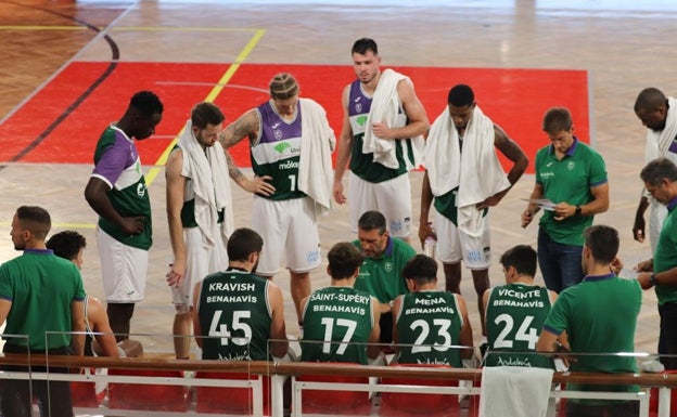 Un tiempo muerto del Unicaja en el partido de este domingo. 