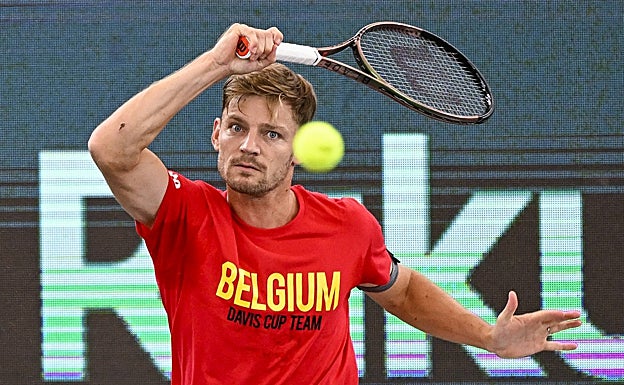 David Goffin, líder de Bélgica, entrenándose en Hamburgo. 