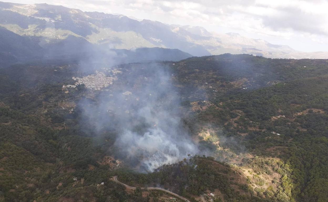 Imagen del incendio registrado este domingo. 