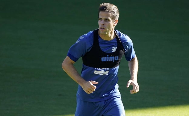Hervías, durante la sesión de trabajo en La Rosaleda. 