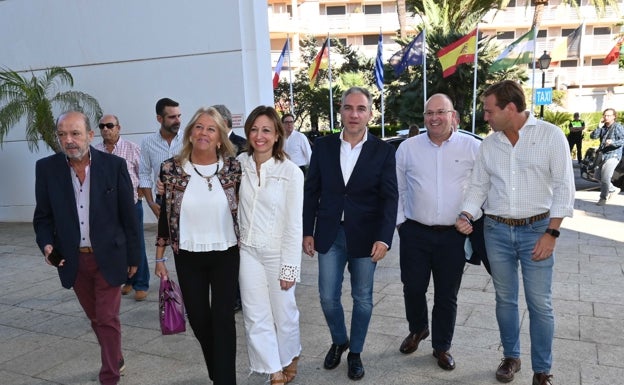 Muñoz, Navarro, Bendodo, Tellado y Repullo, a su llegada al congreso.