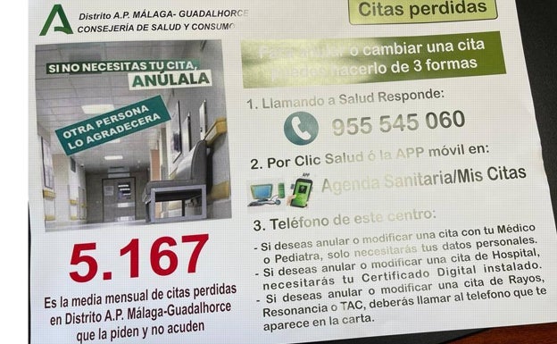 Cartel que se ha puesto en los centros de salud. 