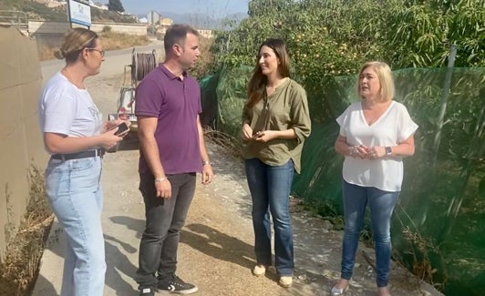 Ediles y militantes del PSOE torroxeño, en una zona agrícola del municipio. 